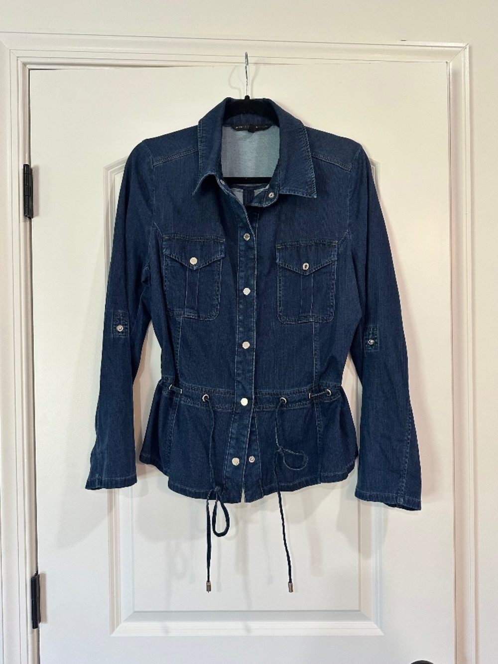White House Black Market Cinch Waist Stretch Denim Jacket